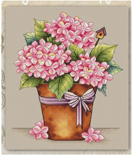 Набор для вышивки крестом Gold Collection украшения Windswept Santa горшок розовых гортензий