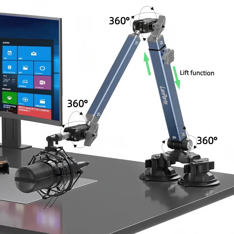 Фото Lanparte Mic Boom Arm Подставка для микрофона на присоске для Blue Yeti FIFINE AM8 K669B HyperX QuadCast SoloCast Shure SM7B MV7 №5