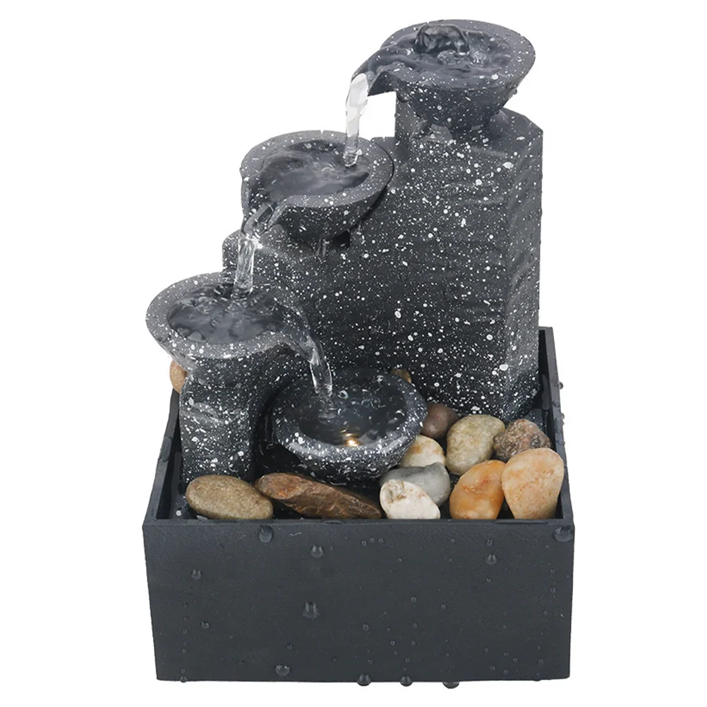 

Fountain Water Decor Artificial Waterfall Tabletop Indoor Mini Home Desktop Zen Fountains Powered Desk Decorative Décor Stone