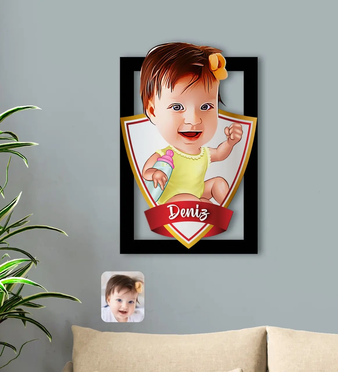 

Personalized Is Baby Caricature OF 3D Wood Tablo-1