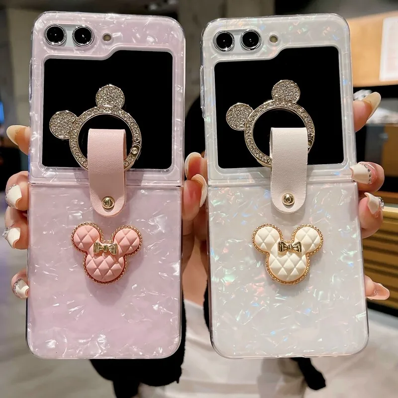 

HOCE милый 3D чехол для телефона с кольцом в форме Микки Мауса Для Samsung Galaxy Z Flip 5 4 3 жесткая задняя крышка из поликарбоната с кольцом для пальца противоударные чехлы