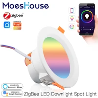 moeshouse zigbee smart led dimming round recessedsmart led downlight rgb wc work with alexa google home hub required