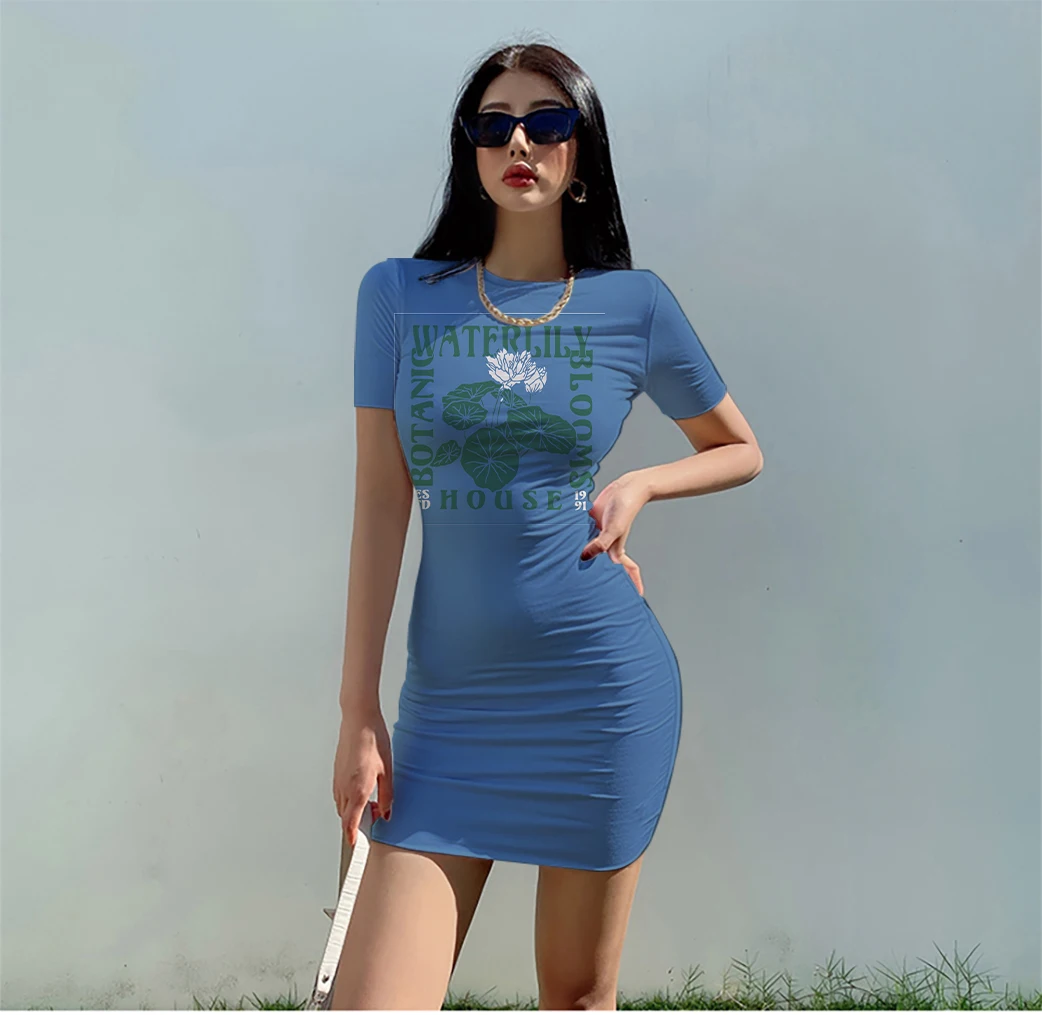 

Платье мини Облегающее с круглым вырезом и коротким рукавом