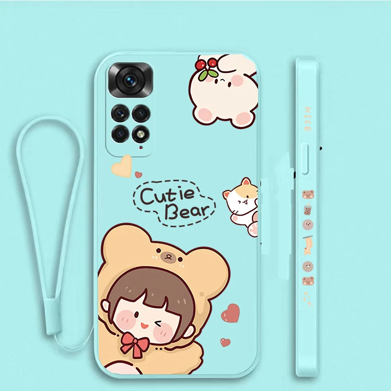 redmi note 10 pro 10s 10t cover cute girl strap tpu phone case for redmi note 11 9 9s 8 8t 9t 7 pro 11t poco x3 9c 9a mi 11 lite free global shipping