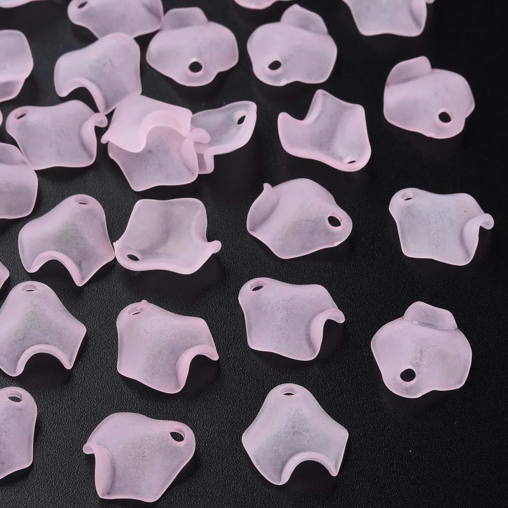 

500g Transparent Acrylic Beads Frosted Petal Pearl Pink 15x14.5x5mm Hole: 2mm about 2330pcs/500g