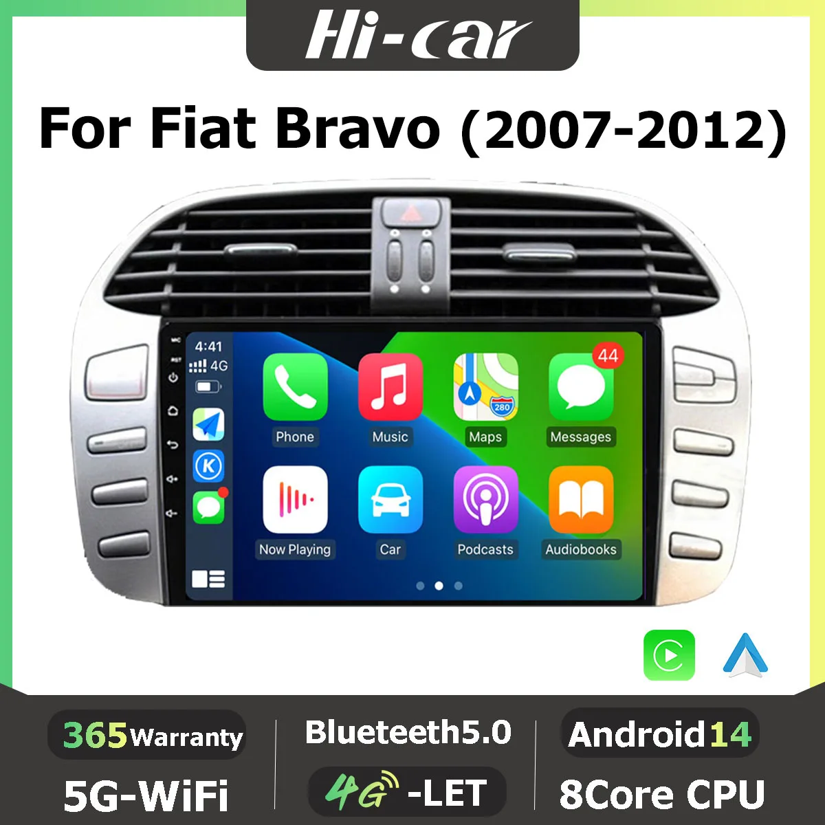 Фото Автомобильный радиоприемник Android 14, для Fiat Bravo 2007-2014, автомобильный беспроводной CarPlay, Android Auto, 4G, Wi-Fi, GPS, мультимедиа, Bluetooth, сенсорный экран №1