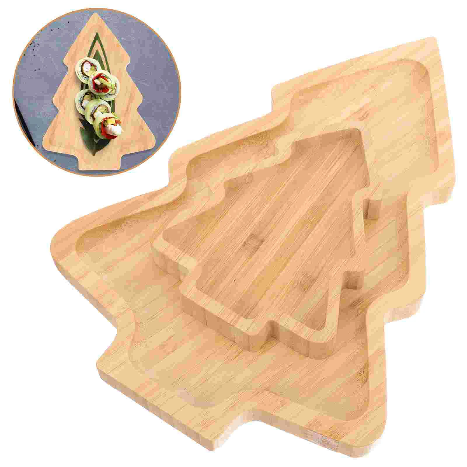 

Christmas Tree Sushi Serving Trays Wooden Fruit Plate Dessert Bread Snack Tray Platter Appetizer Trays Tableware