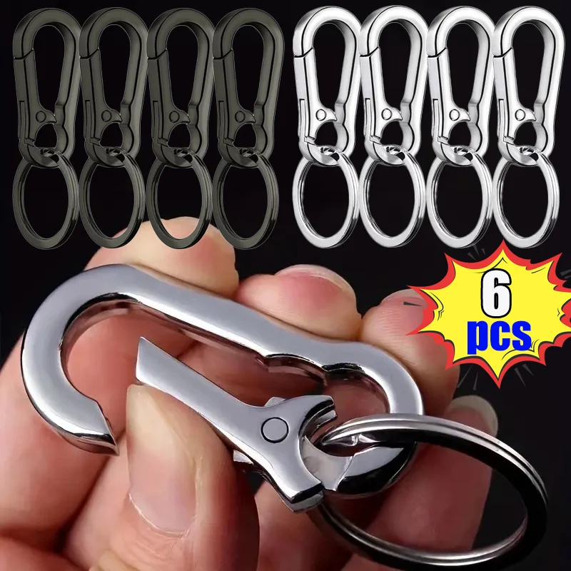 

6Pcs Gourd Buckle Keychains Climbing Hook Stainless Steel Car Strong Carabiner Shape Keychain Accessories Metal Key Chain Ring
