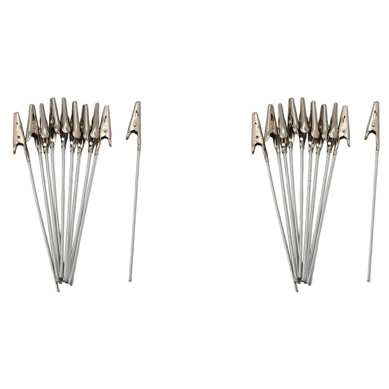 

20 X Crocodile Metal Clips With Wire Stalk Alligator Clamps For Memo Note Card Holders