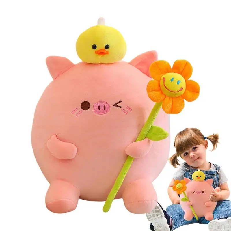 

Cute Pig Plushies Stuffed Plush Pig Toy With Duck On Head Comfortable Stuffed Pig Pillow For Babies Children Great Gifts