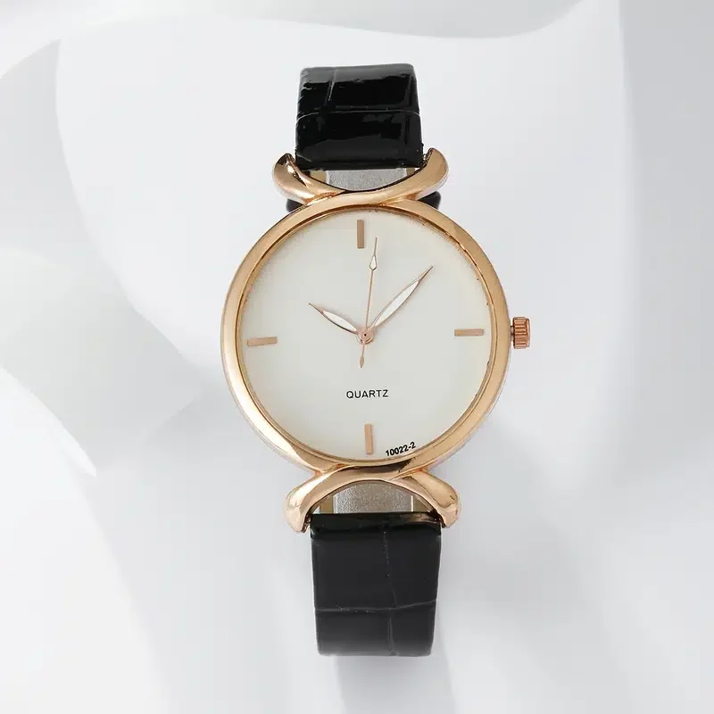 1pc Simple Ladies Fashion Leather Strap Quartz Watch + 1pc Alloy Bracelet Fancy Women Watches Jewelry Sophisticated And Stylish enlarge