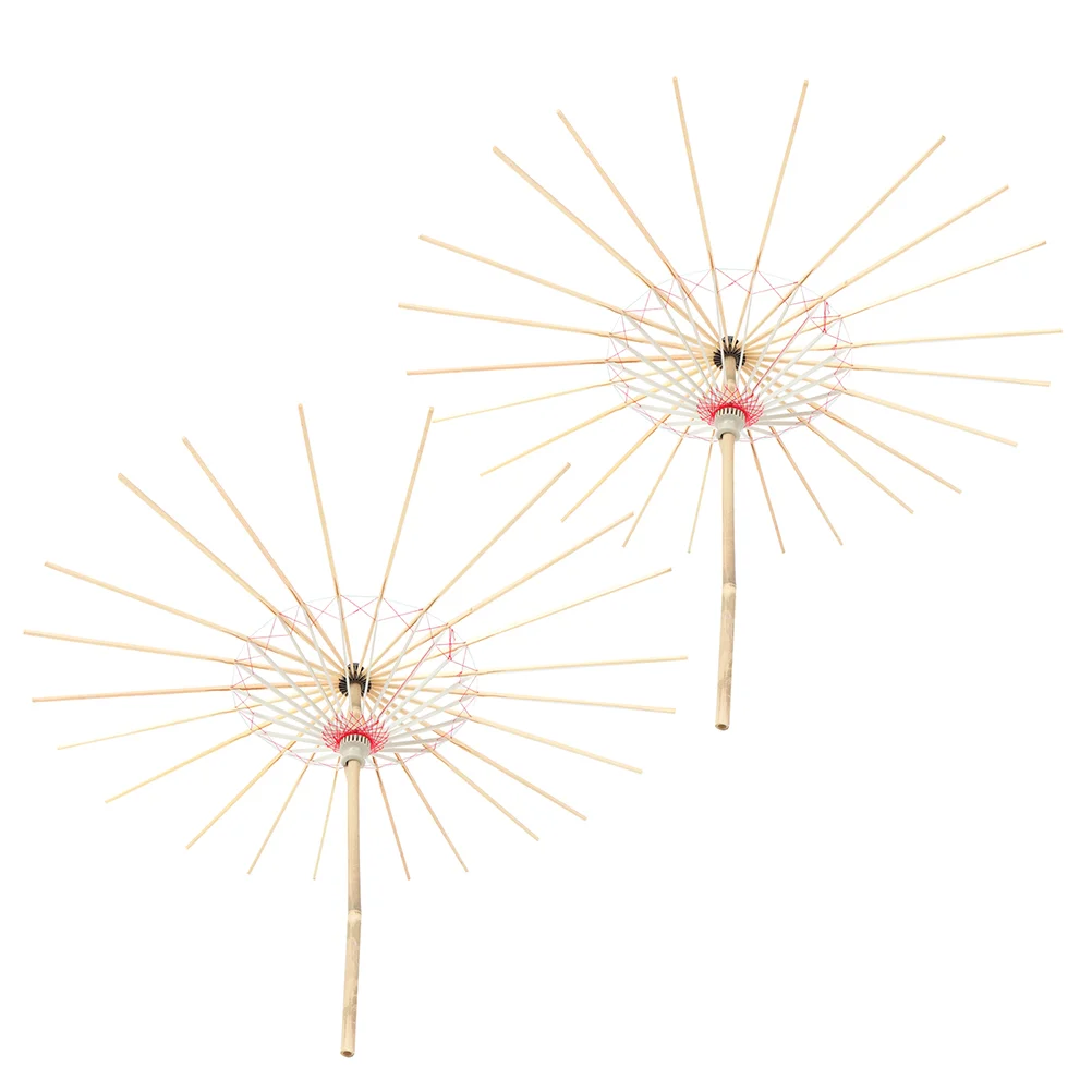 

2 Pcs Paper Umbrella Decors Japanese Decor Simple Umbrella Decor Oil Paper Umbrella Support Accessories