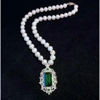 hot sell 45cm 8 9mm natural white freshwater pearl nelace zircon accessories pendant fashion jewelry