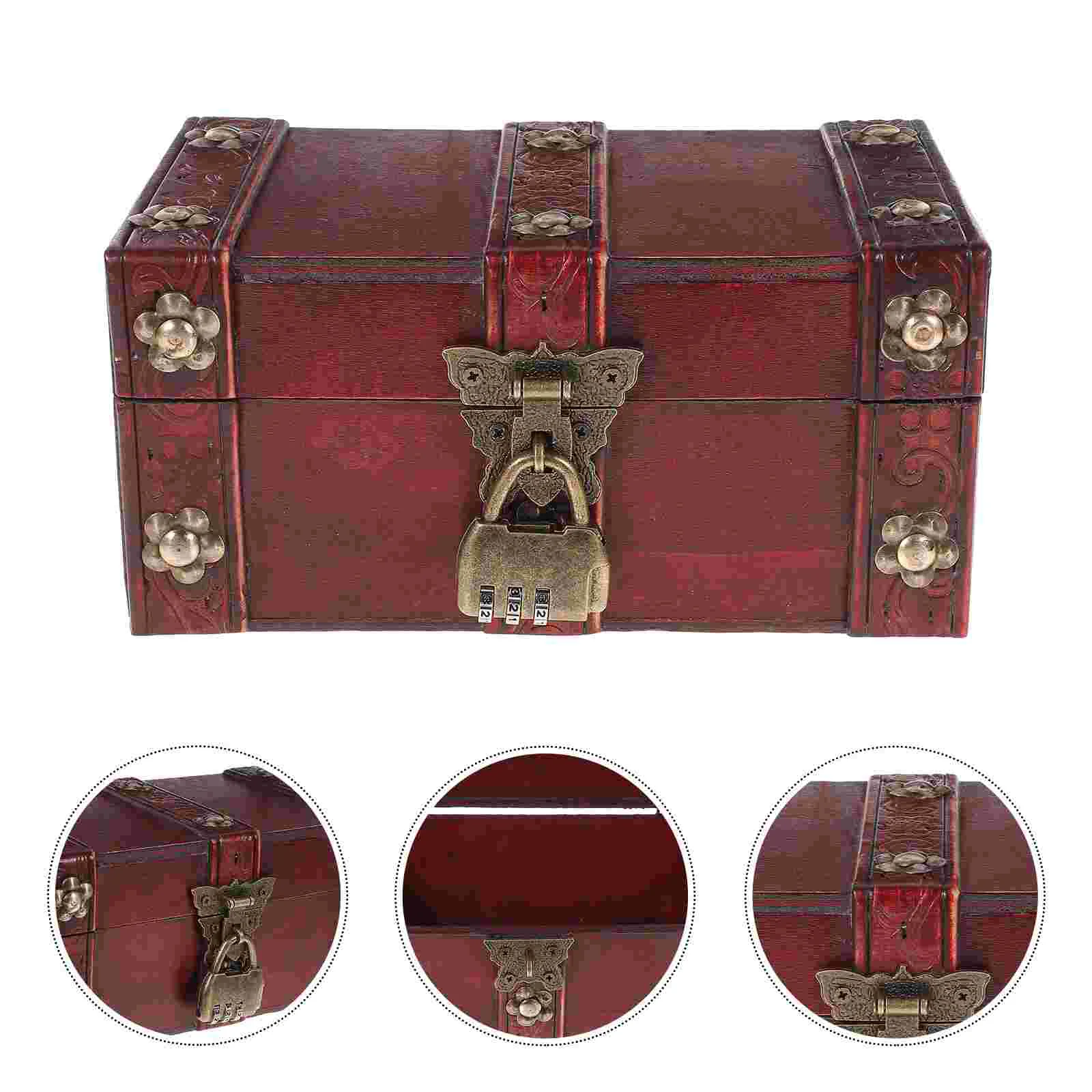

Vintage Wooden Storage Box Trunks Decor Pirate Treasure Decorative Boxes Desk Topper Keepsake Chests Jewelry