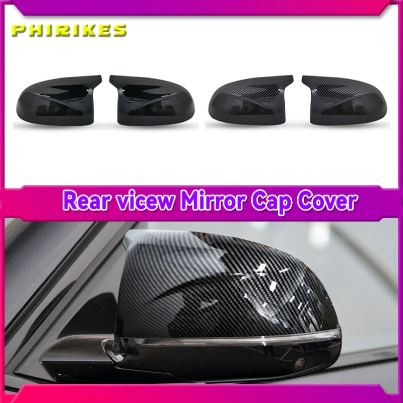 

High Quality Carbon Fiber Look Black Side Mirror Covers M Style Replacement for BMW X3 G01 X4 G02 X5 G05 2018 2019 2020 2021