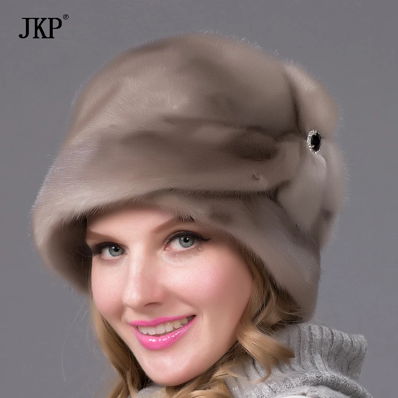 Beanies Fashion Cap Female Woman Hats Keep Warm Winter Hat Bonnets for Women Luxury Wedding Ceremony Elegant Real Mink Fur Caps