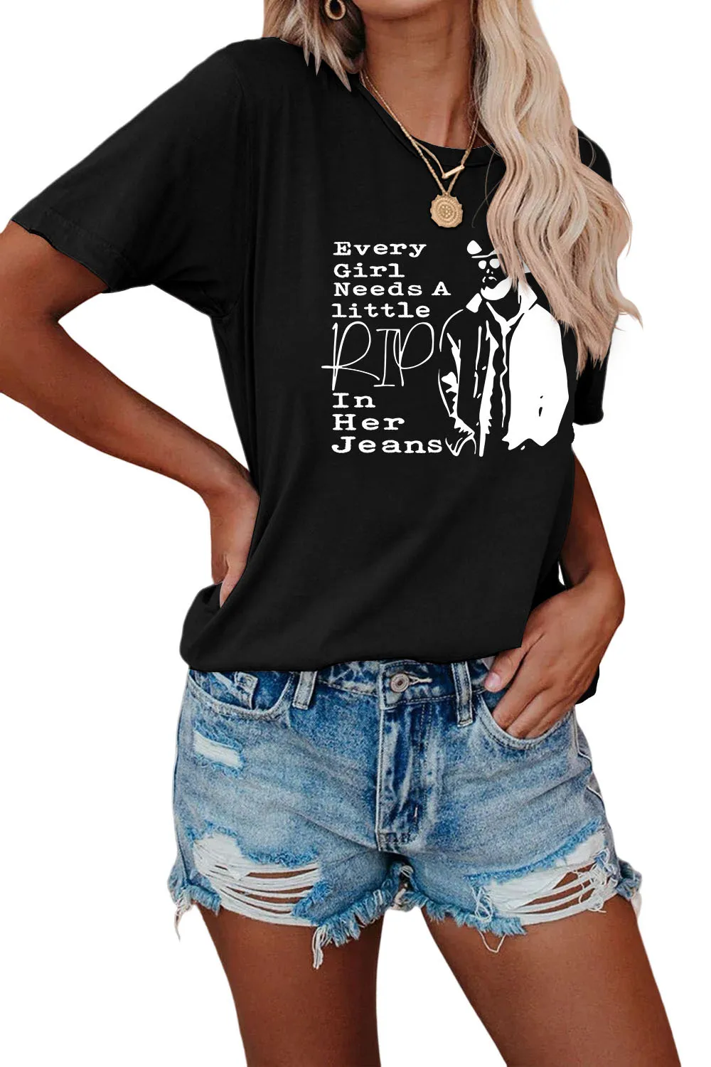 

Every Girl Needs a Little Funny Graphic T Shirts Women Short Sleeve Tshrits Casual Printing Tee Shirt T-shirts Tops Female Shirt