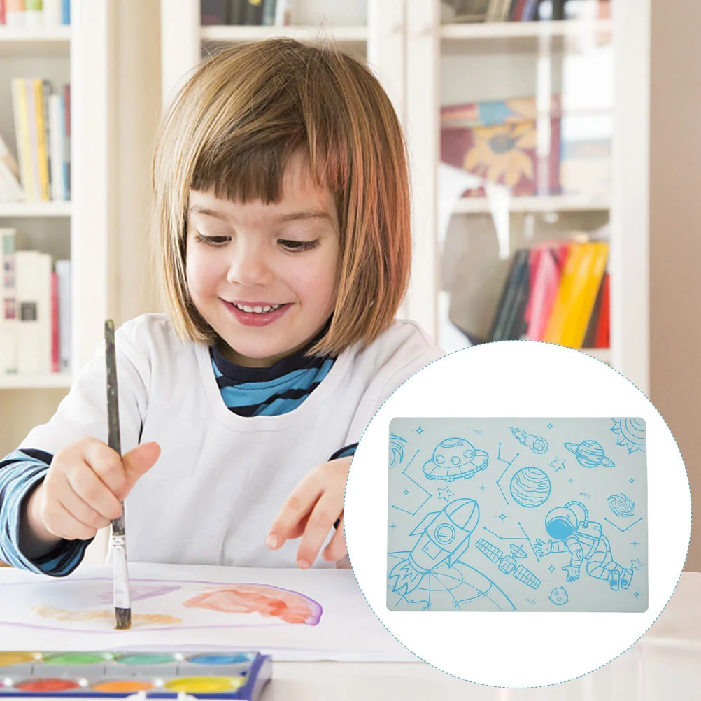 

Kids Placemat Cartoon Dinning Mat Silicone Heat Insulated Placemat Graffiti Mat