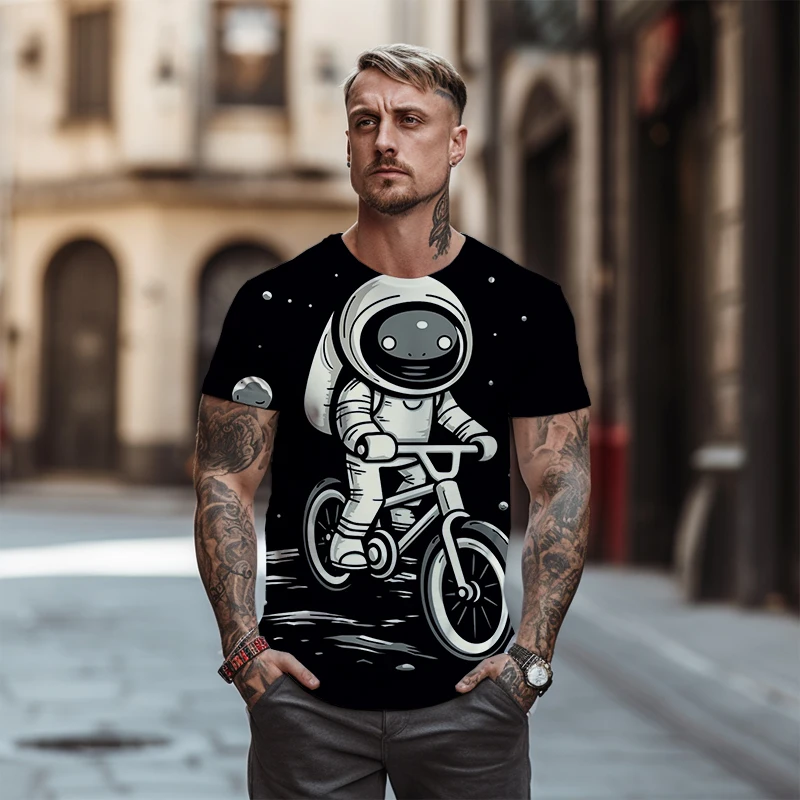 

3D Cartoon Astronaut Graphics T -shirts In Summer Fashion Men's Oversized T -shirt Street Harajuku Round Neck T -shirt