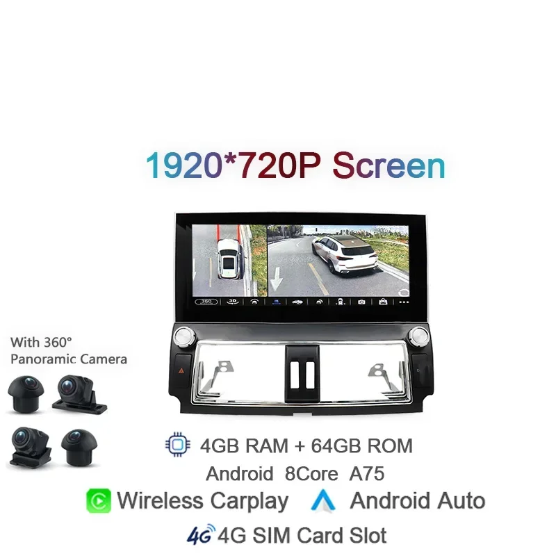 

Carplay 12,3 "IPS DSP Android 13 автомобильное радио для Toyota Land Cruiser Prado 150 2014 - 2017 GPS Навигация стерео 4G LTE Bluetooth