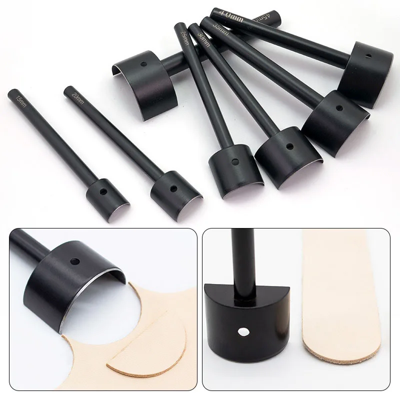 

15mm-30mm Leather Punch Tools Semicircle Punching Stitching Cut Steel Leather Cutter Manual Round Belt Strap Wallet Bag 1pcs