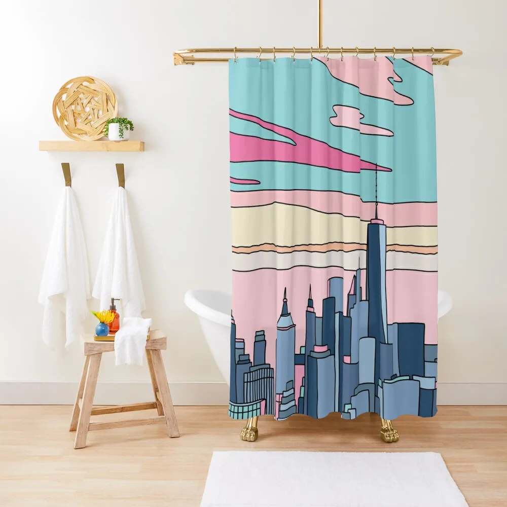 Закат города от Elebea душевая занавеска для ванной