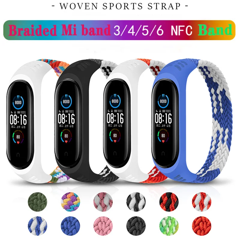 

Nylon Braided Solo Loop for Xiaomi Mi band 5 6 Strap Bracelet belt Mi band 3 Miband 4 Wristband for Xiao Mi Band 7 4 3 watchband