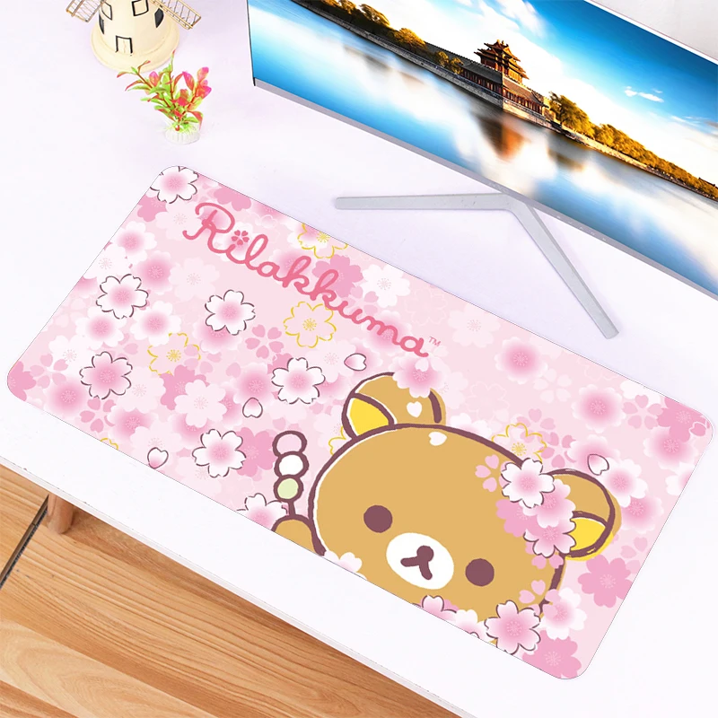 

Rilakkuma Anime Mouse Pad Gamer Large Mousepad Gaming Cute Mouse Mats Carpet Cartoon Keyboard Pad Anti-Slip Computer Desk Mat