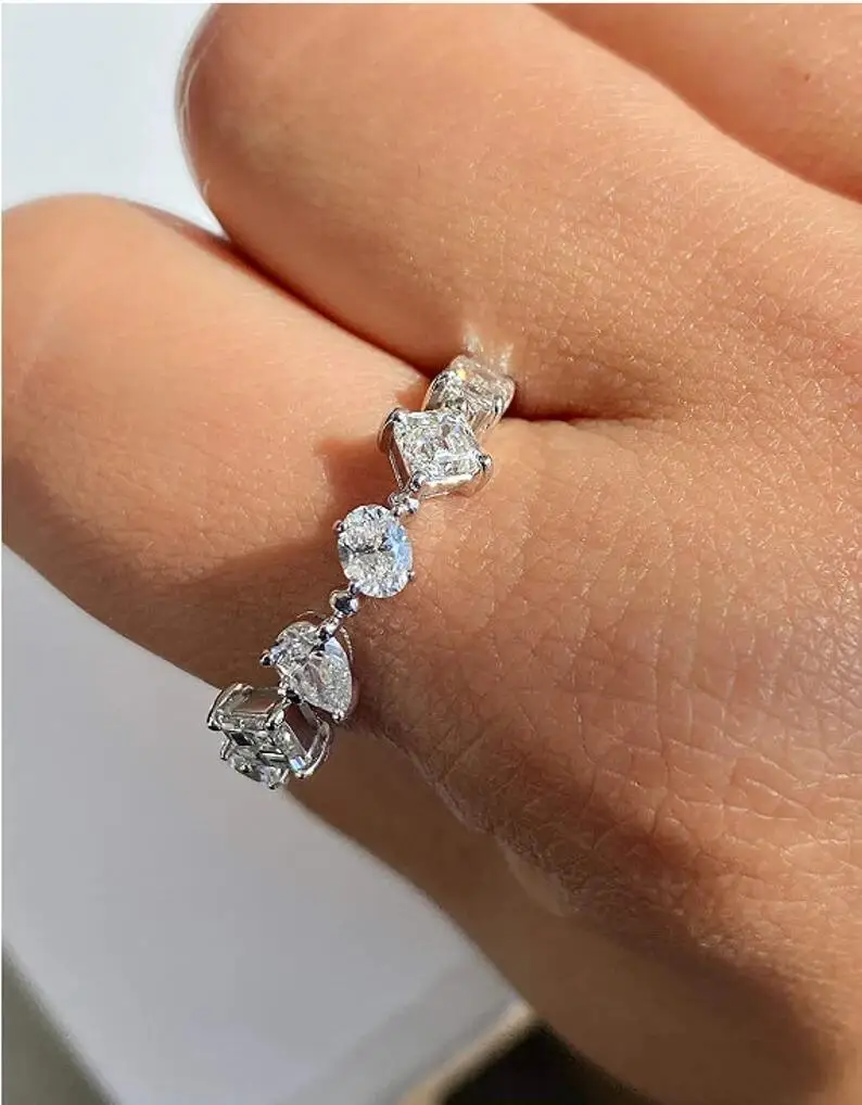 

Простое кольцо с покрытием из серебра 925 пробы для женского стиля, модное ювелирное изделие из искусственного циркония для вечеринки, обруч...