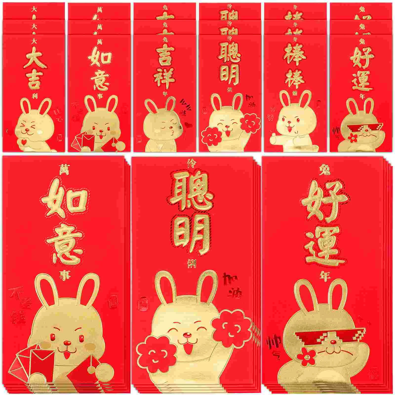 

Red Year Packet New Money Envelope Packets Envelopes Chinese Rabbit Bag Gift Zodiac Wedding Bao Hong Bunny Lucky