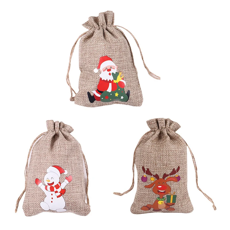 

New Santa Claus Christmas Gift Bag Decoration Gift Gunny Bag Christmas Socks Sack Small Object Candy Storage Bags 2021