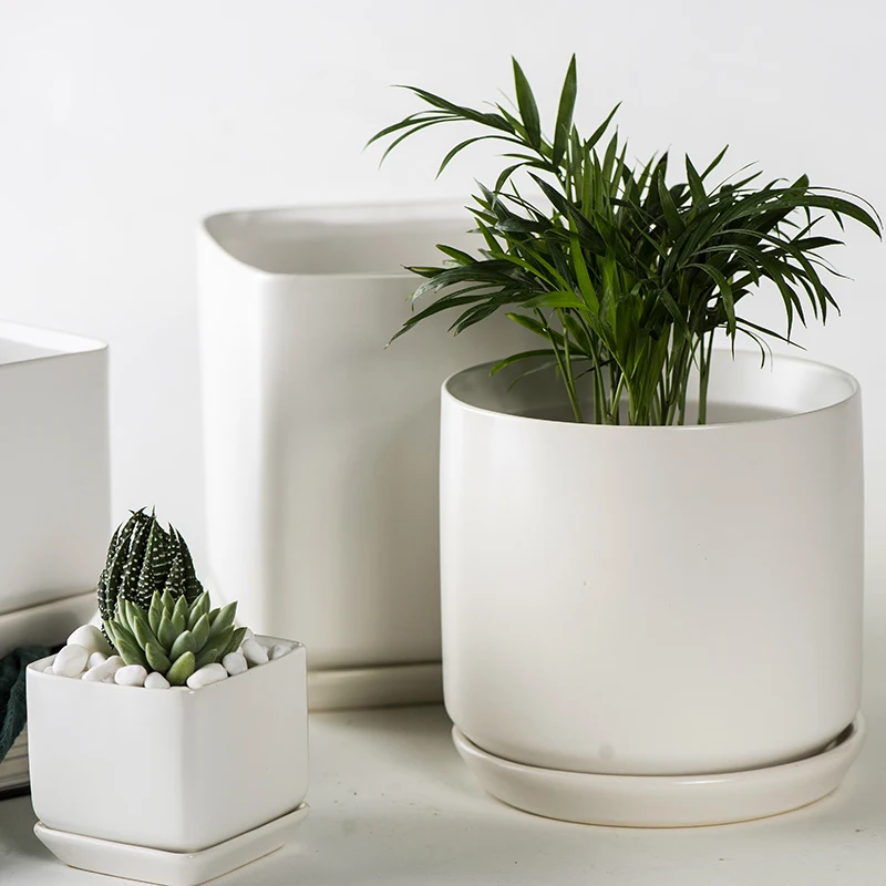 

Cute White Flower Pot Porcelaine Ceramic Stand Minimalist Nordic Black Big Plant Pot Pottery Maceteros Garden Accessories 30