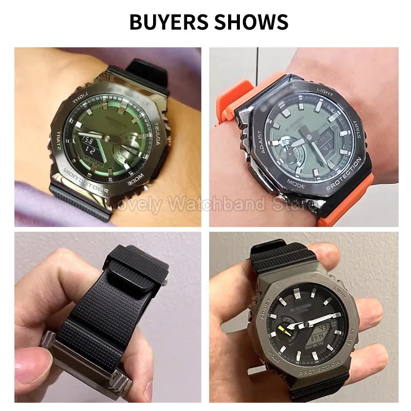 Фото Приятный для кожи ремешок для часов из смолы 16 мм для Casio CasiOak GM-5600 GM-6900 GA-2100 Черный Зеленый Синий Белый Гипоаллергенный Дышащий №3
