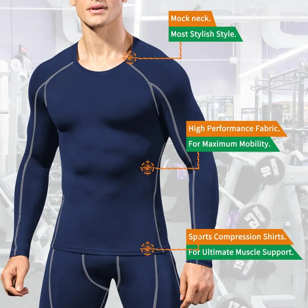 Quick Dry Running Compression Shirt Men Fitness Long Sleeves Running Men Gym Shirt Tight Men Bodybuilding Sport T-shirt