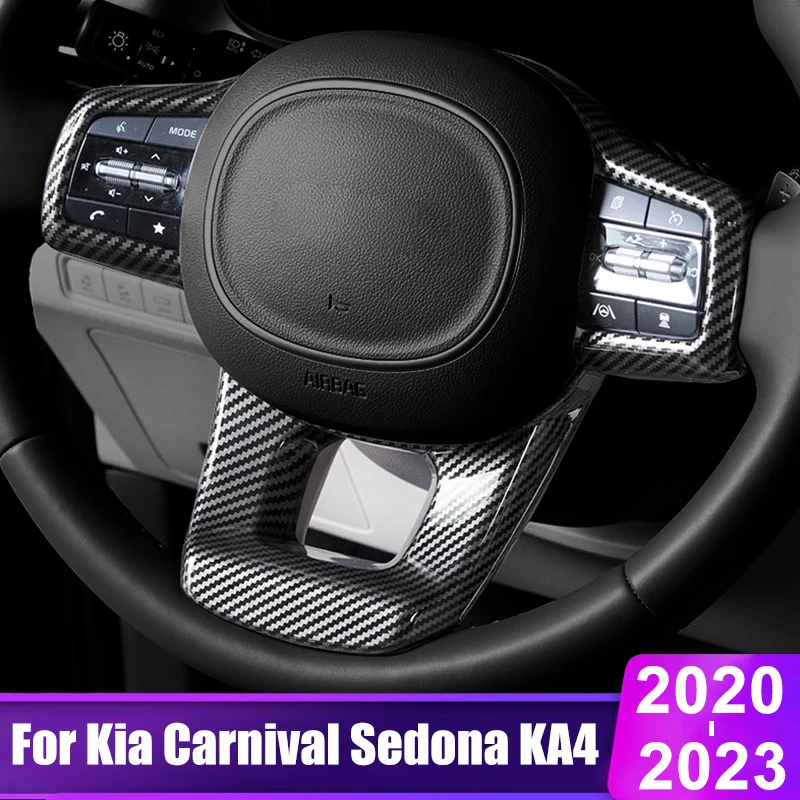 For Kia Carnival Sedona KA4 2020 2021 2022 2023 High Quality ABS Plastic Car Steering Wheel Trim Cover Frame Sticker Accessories