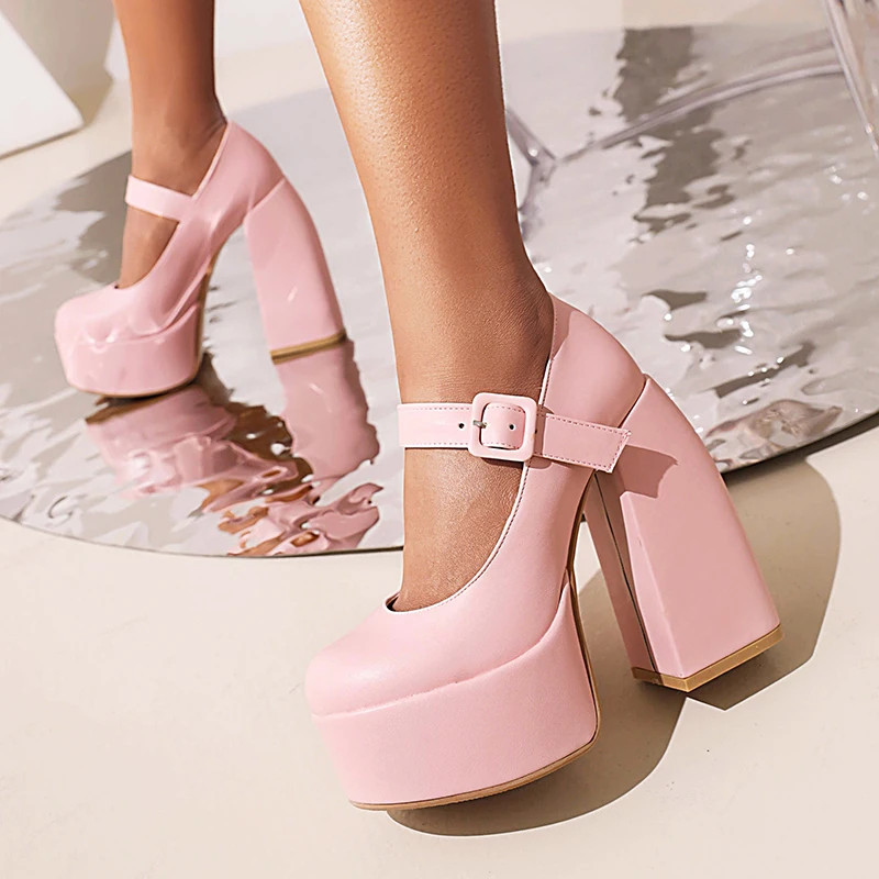 GOGD Women Shoes Japanese Style Lolita Shoes Thick Platforms High Heels Black Fashion Quality Student Mary Jane Shoes Big Size