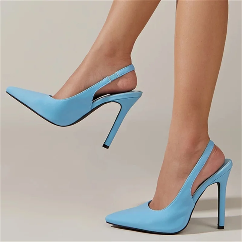 

Босоножки женские с острым носком, элегантные сандалии с ремешком на пятке, высокий каблук-шпилька, пикантные однотонные, для свадьбы, лето