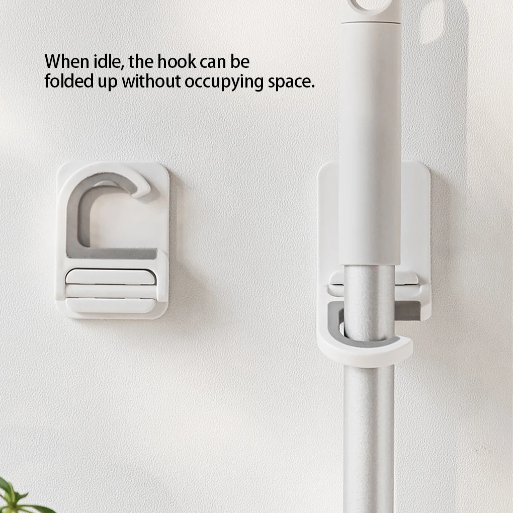 

Punch-Free Mops Rack Wall Mounted Broom Self-adhesive Hook Multi-Purpose Foldable Clip Organizer Storage Hanger for