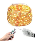 Сказочная светодиодная USB-гирлянда с дистанционным управлением, Рождественская лампа из медного провода, украшение на Новый год и Рождество, водонепроницаемая светодиодная лампа