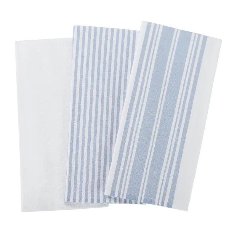 

3-Piece Oversized Culinary Kitchen Towel Set, Blue Linen