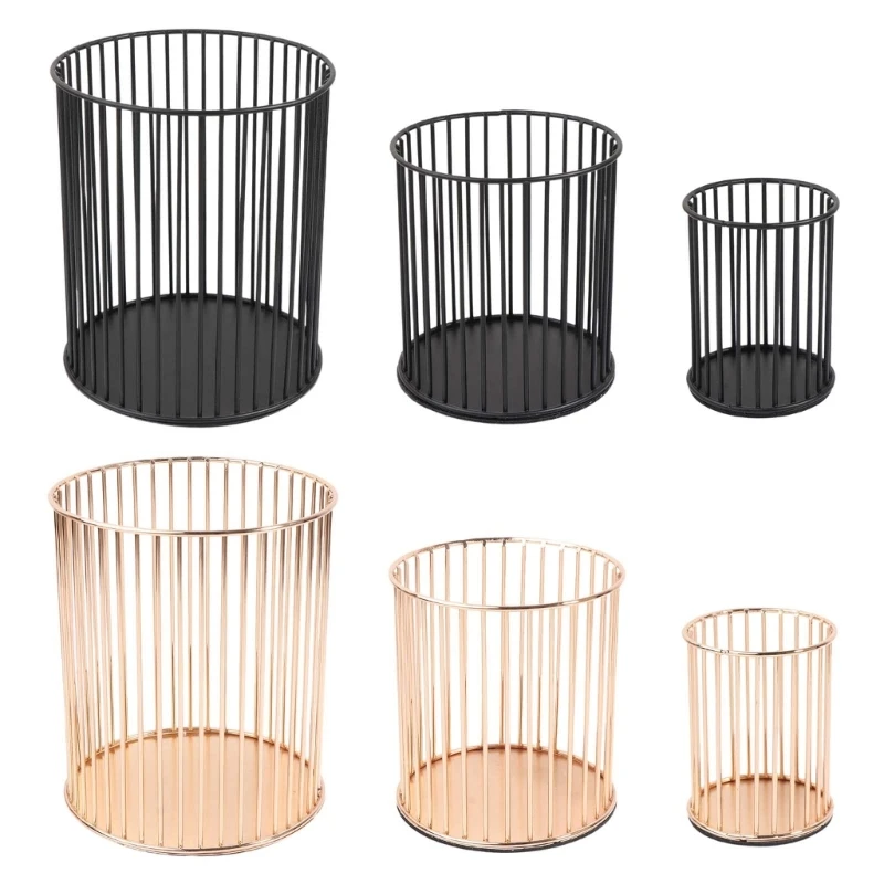 

Hollow-out Metal Pen Cup Iron Wire Pen Organizer Box Desk Makeup Brush Holder