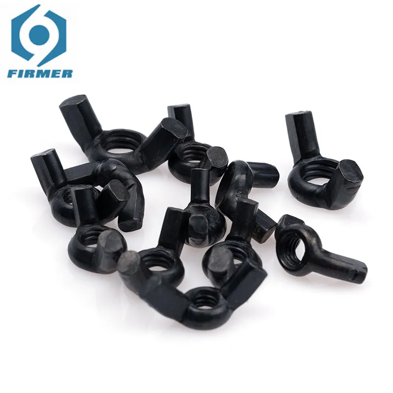 

200 Pcs Black Wing Nut Claw Nut Hand Screw Butterfly Nut M3 M4 M5 M6 M8-M12 Smooth Surface Deep Thread Without Burr
