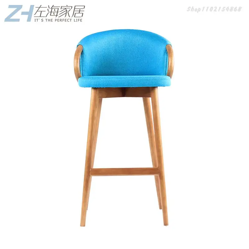 Скандинавский высокий стул из массива дерева простой современный домашний
