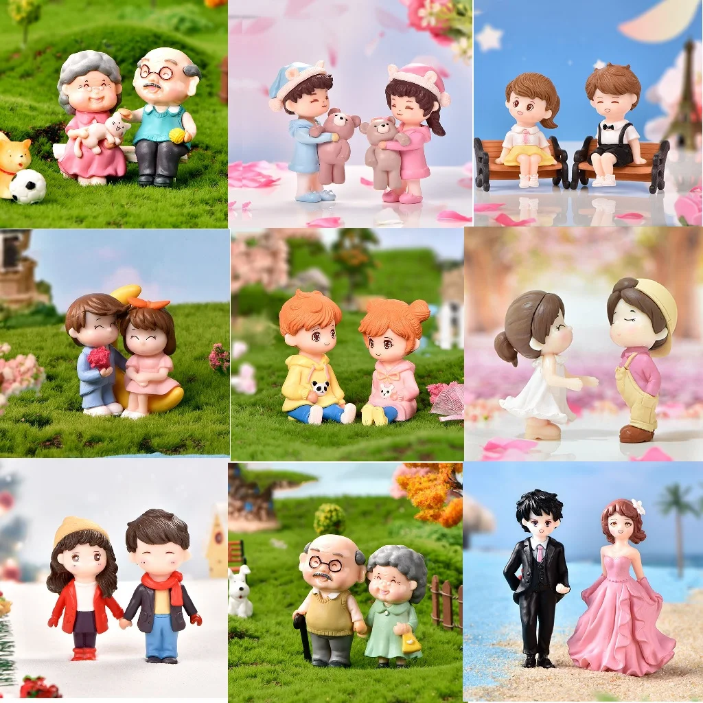 

Sweety Boy Girl Lovers Couple Figurines Miniatures Fairy Garden Gnome Moss Terrariums Resin Crafts Home Decoration