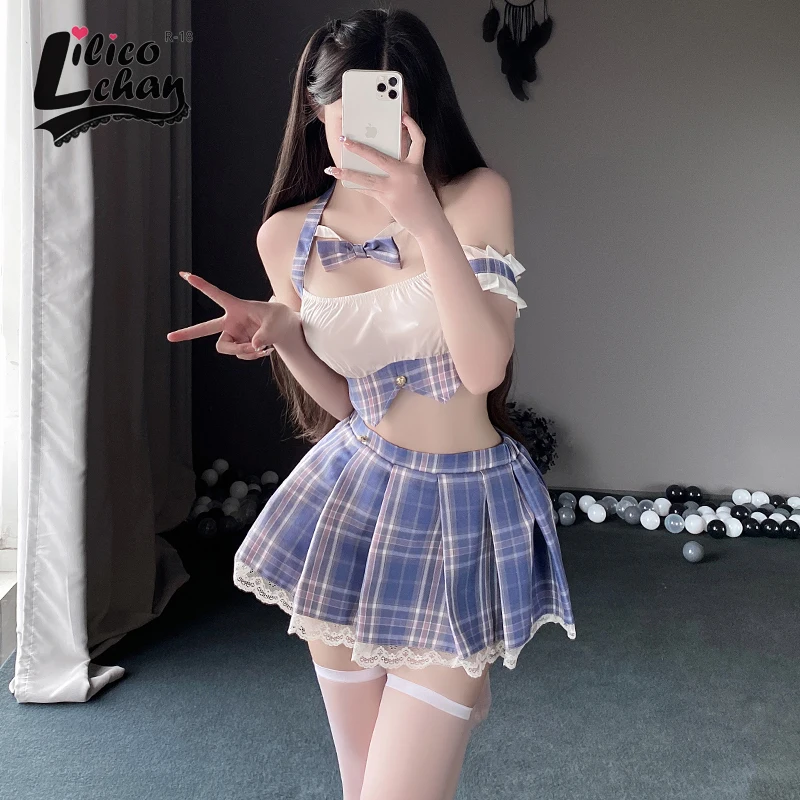 

Lilicochan JK Student Cosplay Costume Sexy Japanese Schoolgirl Short Top Pleated Skirt Bow Kawaii Role Fashion New 2023 YYOJ111