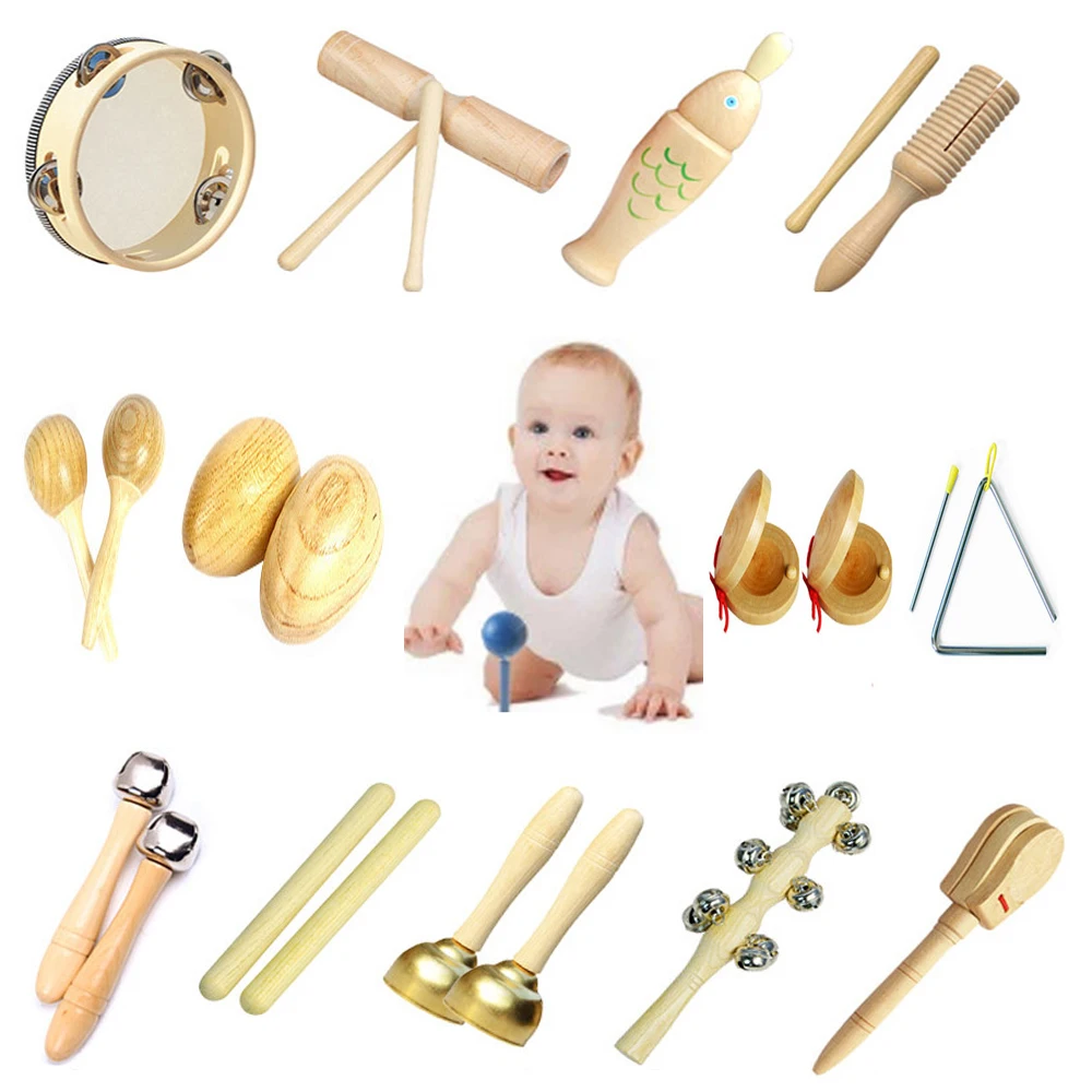 

Montessori Wooden Rattles For Baby Toy 0-12 Months Toddler Musical Instruments Interactive Toys Newborn Toys Music Rattle Drum