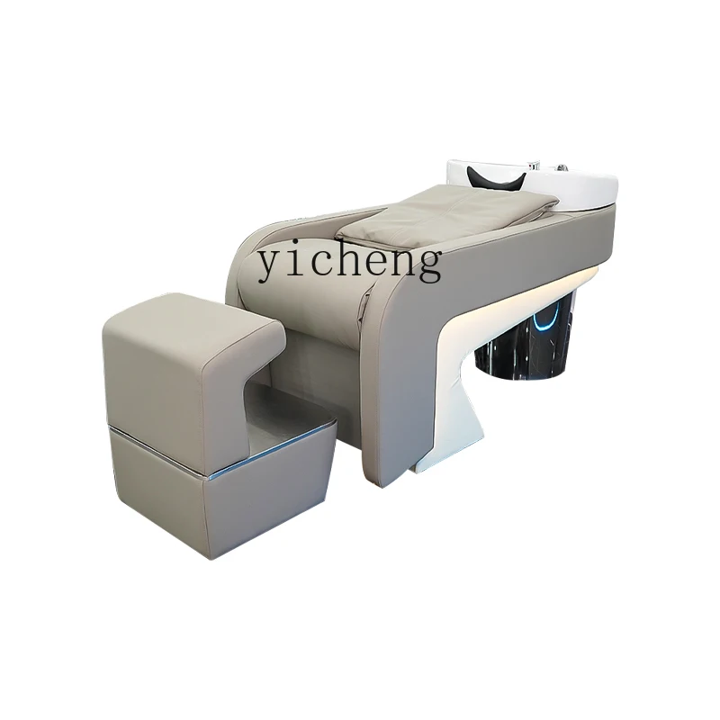 

ZC Hair Salon Lying Half Shampoo Chair Flushing Bed High-End Ceramic Basin Trendy Shop Punch Bed