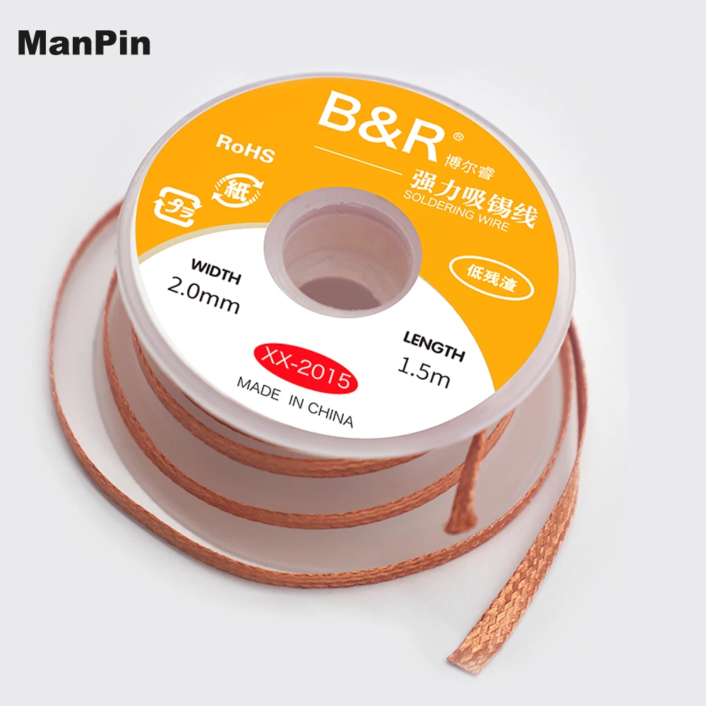 

Pure Copper Desoldering Wire Soldering Paste Cleaning Wick Low Residue Tin Absorption Line Suction PCB Mobile Phone Repair Tools