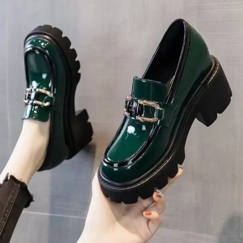 

Новая популярная модная женская обувь на толстой подошве на высоком каблуке, демисезонная металлическая декоративная обувь: элегантная, привлекательная, увеличивающая рост