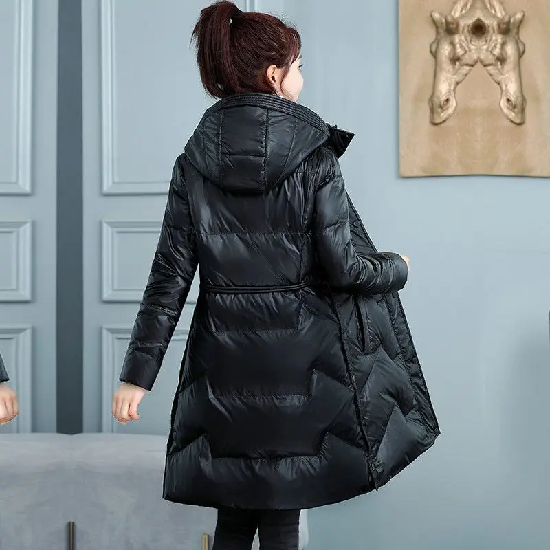 Women Jacket Winter Parkas Female 2023 New Glossy Down Cotton Jackets Hooded Casual Warm Parkas Thickening Outwear Long S82